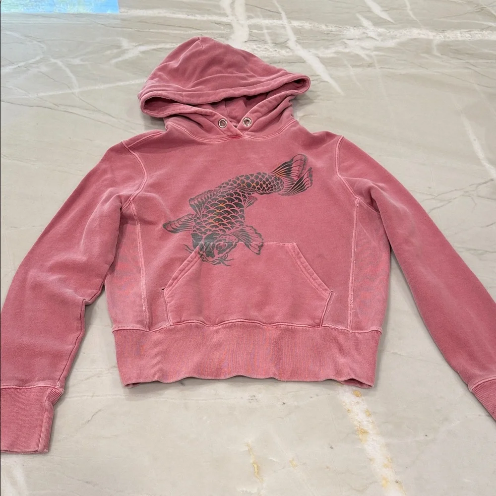 Lucky Brand Pink Hoodie with coy Fish vintage y2k size medium - Picture 1 of 7
